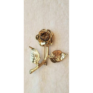 Gold Tone Rose Brooch Pin (damaged) for crafting